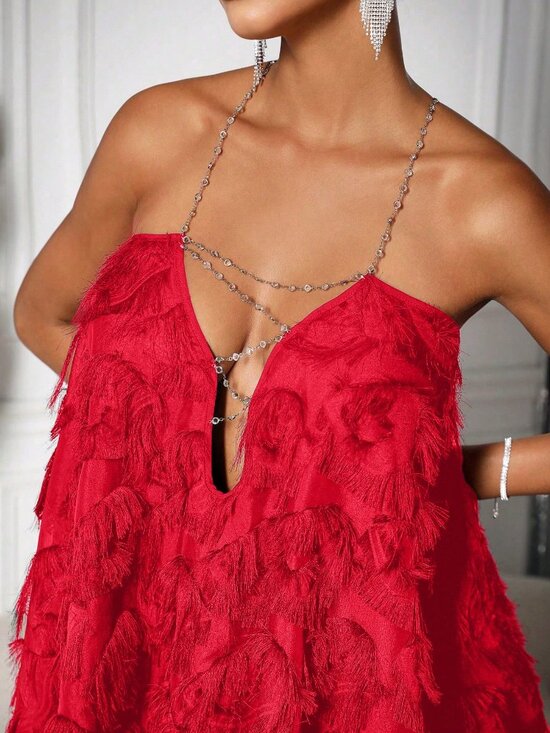 Red Sexy Women's Party Dress - Picture 5 of 6